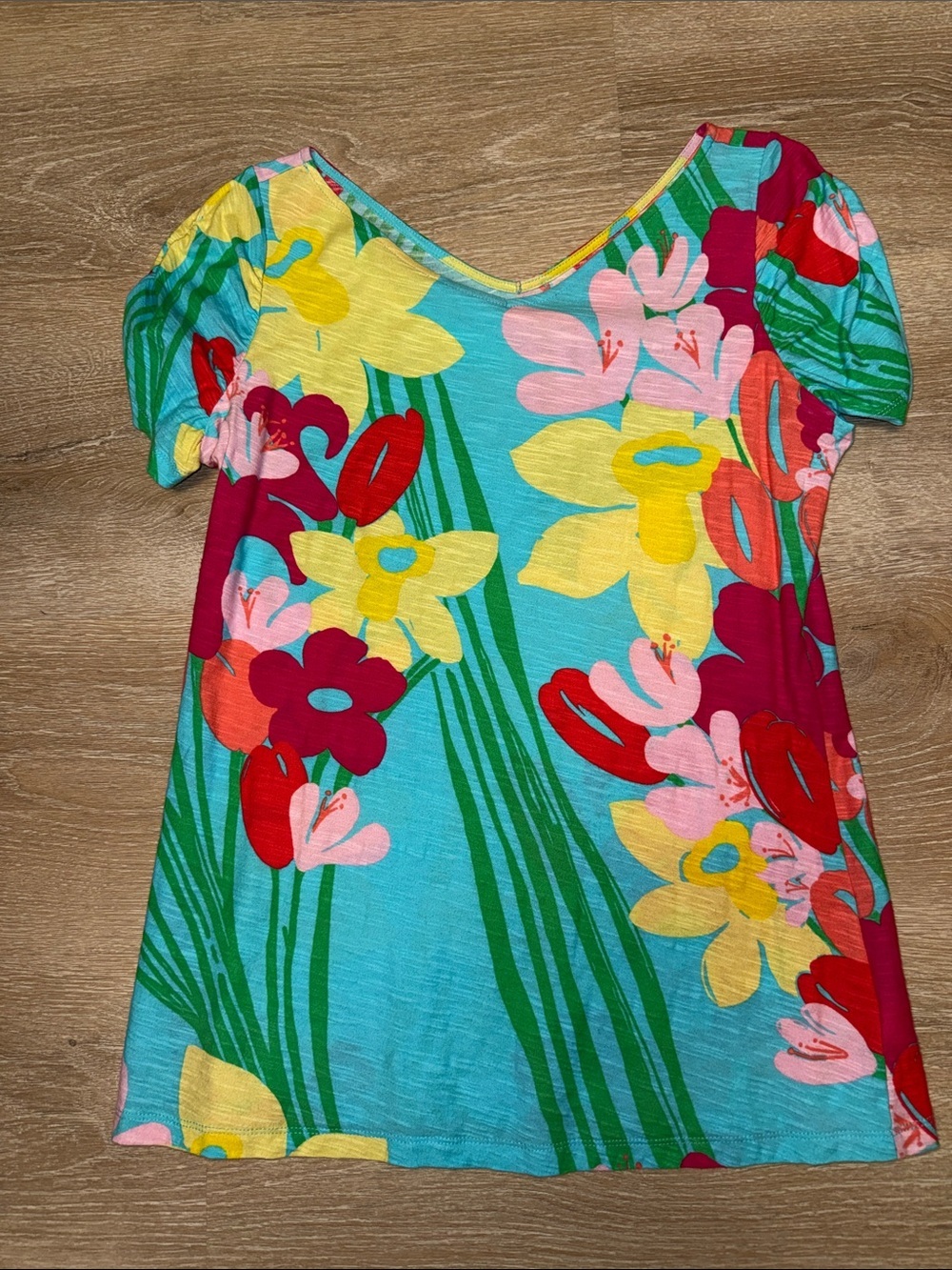 Lilly Pulitzer Leila printed top size large Shorely blue Lavish Lillies NWOT